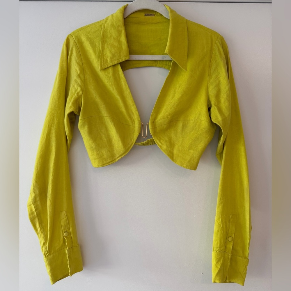 cult gaia Lime Green Cropped Long Sleeve Top